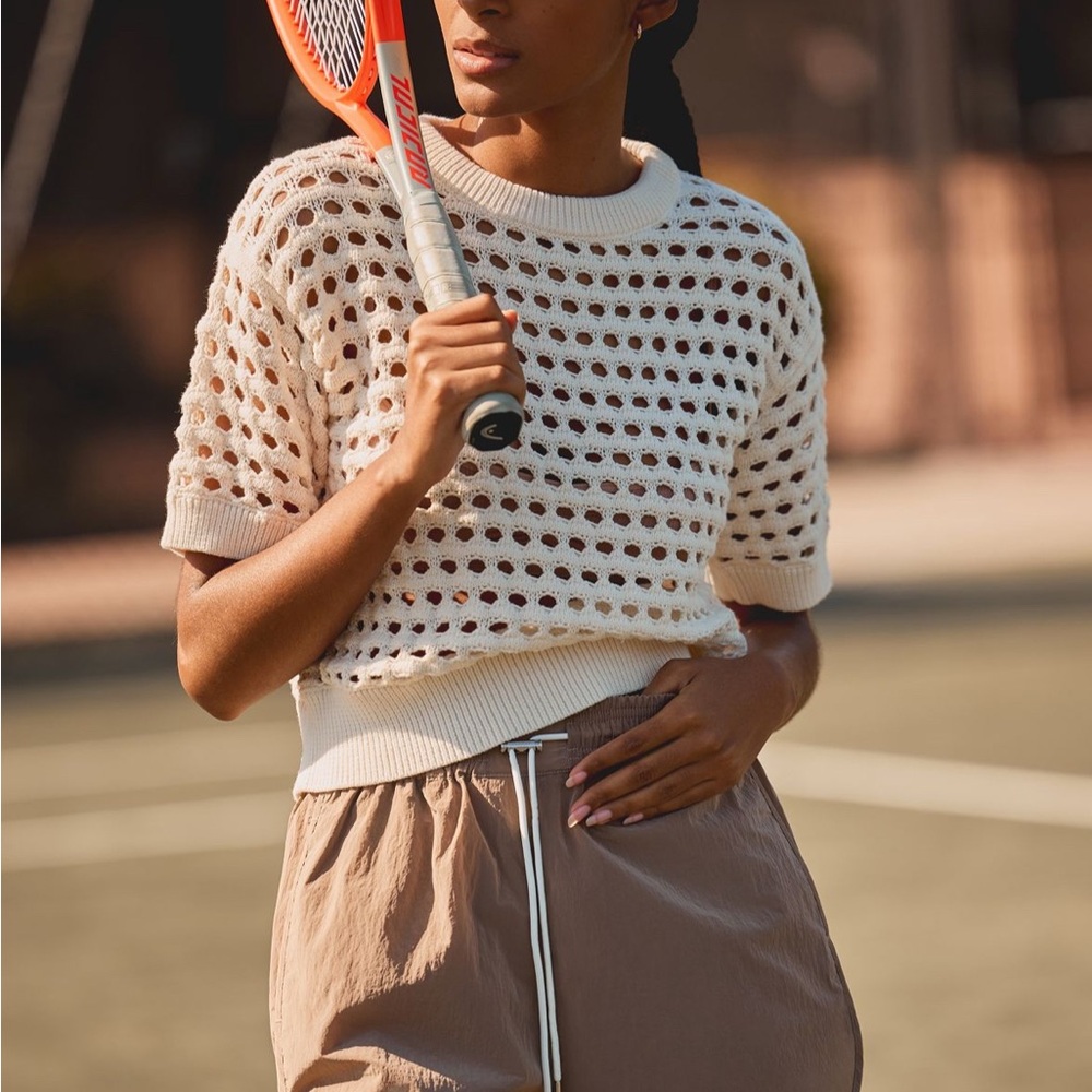 Varley Cream Claybourne Knit Top